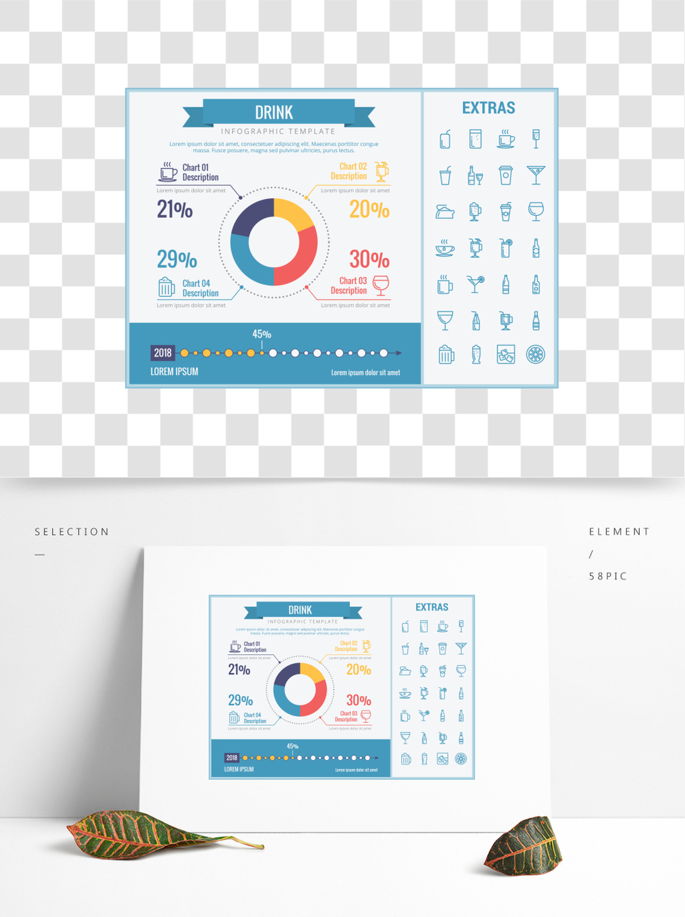 喝(hē)信息圖表模闆元素和(hé)圖标Infograph包括可(kě)自定義的餅形圖圖形與酒吧飲料酒精飲料各種眼鏡非酒精飲料等設置的線圖标飲料圖模闆元素和(hé)圖标